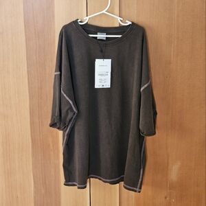 Zara Brown Short-sleeve T-shirt / Color: Brown / Size: 9-10